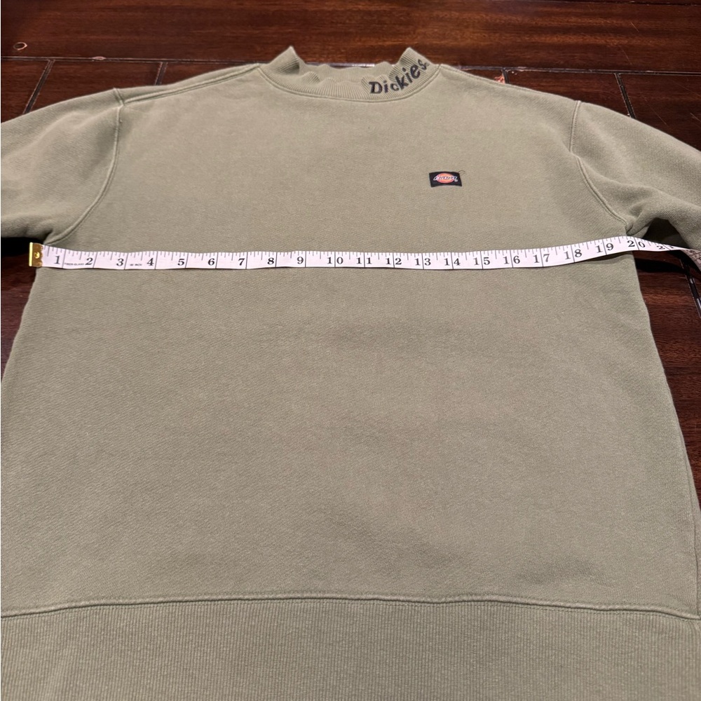 Dickies Olive Green Crewneck Sweatshirt Mock Neck Logo Size S - Picture 4 of 8